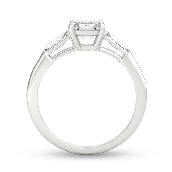 2 CT. T.w. Emerald-Cut and Baguette Diamond Three Stone Engagement Ring in Platinum