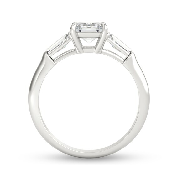 2-1/2 CT. T.W. Certified Emerald-Cut and Baguette Diamond Three Stone Engagement Ring in Platinum (I/SI2) 2-1/2 CT. T.W. Certified Emerald-Cut and Baguette Diamond Three Stone Engagement Ring in Platinum (I/SI2)