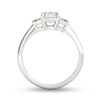 Thumbnail Image 2 of 1-1/3 CT. T.W. Emerald-Cut and Trapeze-Cut Diamond Three Stone Engagement Ring in Platinum