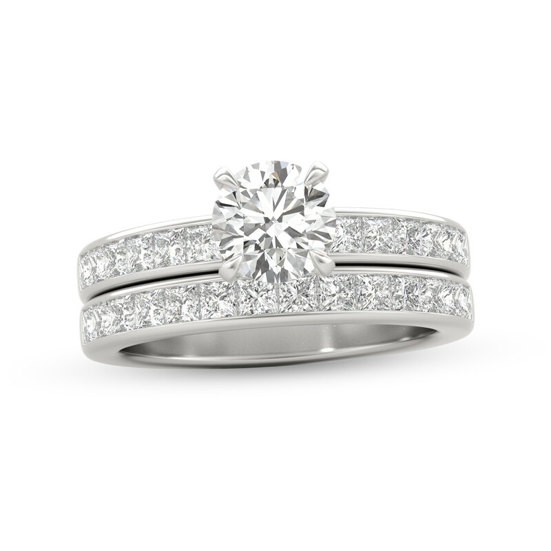 1-3/4 CT. T.W. Princess-Cut and Round Diamond Bridal Set in Platinum