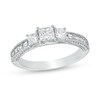 Thumbnail Image 1 of 1 CT. T.W. Princess-Cut Diamond Past Present Future® Vintage-Style Engagement Ring in 14K White Gold