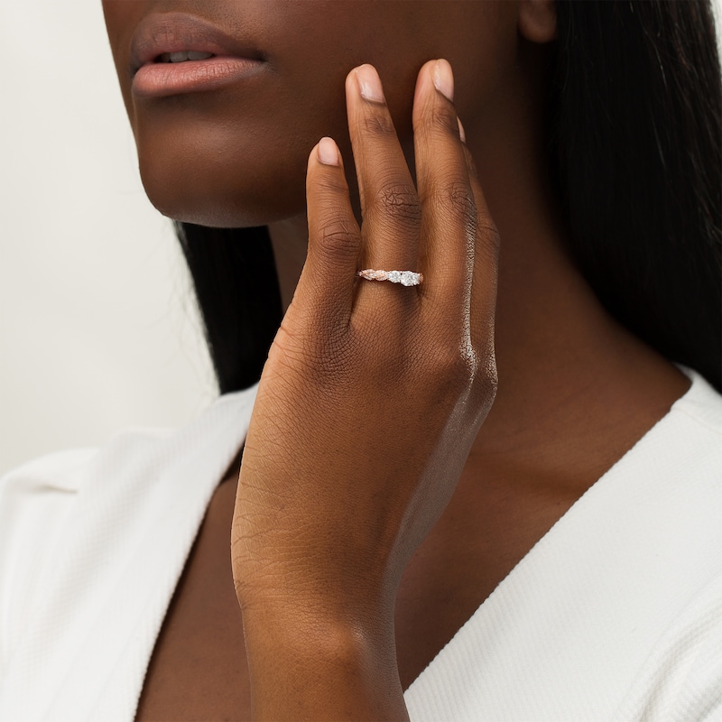Main Image 2 of 7/8 CT. T.W. Diamond Past Present Future® Vintage-Style Engagement Ring in 14K Rose Gold