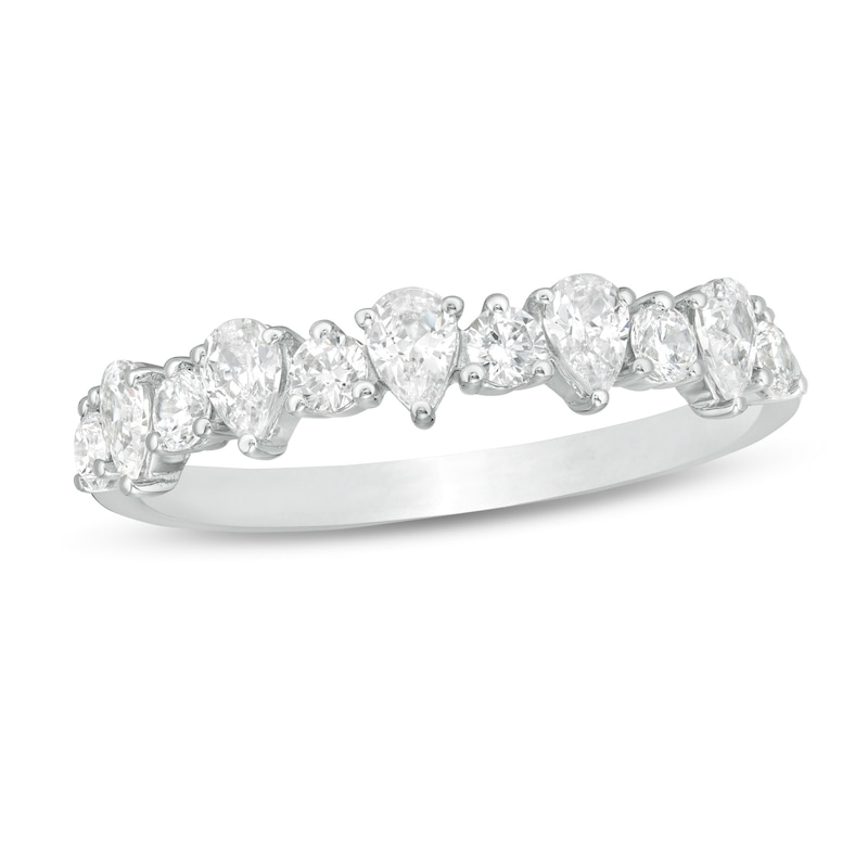 Main Image 1 of 3/4 CT. T.W. Pear-Shaped and Round Diamond Alternating Band in 14K White Gold
