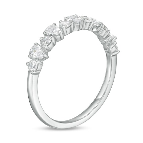 3/4 CT. T.w. Pear-Shaped and Round Diamond Alternating Band in 14K White Gold