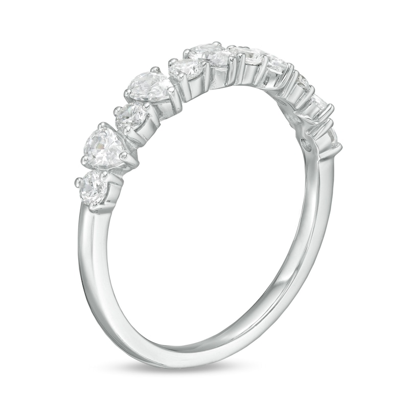Main Image 3 of 3/4 CT. T.W. Pear-Shaped and Round Diamond Alternating Band in 14K White Gold