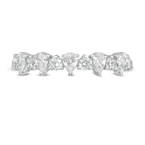 3/4 CT. T.w. Pear-Shaped and Round Diamond Alternating Band in 14K White Gold