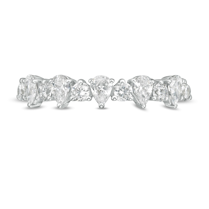 Main Image 4 of 3/4 CT. T.W. Pear-Shaped and Round Diamond Alternating Band in 14K White Gold