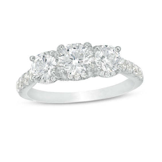 2 CT. T.w. Diamond Frame Past Present Future® Engagement Ring in 14K White Gold