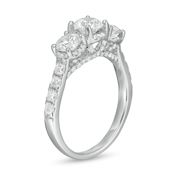 2 CT. T.w. Diamond Frame Past Present FutureÂ® Engagement Ring in 14K White Gold
