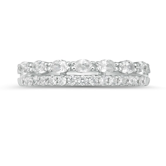 1/2 CT. T.w. Oval and Round Diamond Double Row Band in 14K White Gold