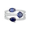 Thumbnail Image 4 of Multi-Shape Lab-Created Blue and White Sapphire Triple Row Split Shank Ring in Sterling Silver