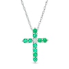 Thumbnail Image 0 of Lab-Created Emerald and White Sapphire Cross Pendant in Sterling Silver