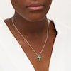 Thumbnail Image 1 of Lab-Created Emerald and White Sapphire Cross Pendant in Sterling Silver