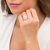 Thumbnail Image 2 of Oval Aquamarine and 5/8 CT. T.W. Diamond Double Frame Vintage-Style Engagement Ring in 14K White Gold