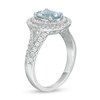 Thumbnail Image 3 of Oval Aquamarine and 5/8 CT. T.W. Diamond Double Frame Vintage-Style Engagement Ring in 14K White Gold
