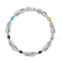 Mother's Marquise Birthstone Beaded Engravable Infinity Bracelet (6-8 Stones and Names)