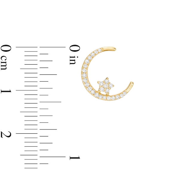 1/5 CT. T.w. Diamond Crescent Moon and Star Stud Earrings in 10K Gold