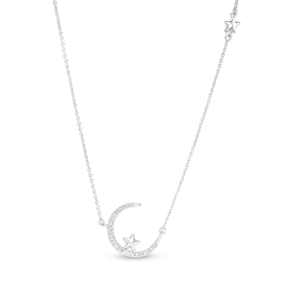 1/10 CT. T.W. Diamond Crescent Moon and Star Necklace in ...
