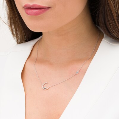 1 10 Ct T W Diamond Crescent Moon And Star Necklace In 10k White Gold Zales - Zales Diamond Heart Safety Pin Pendant 1 10 Ct T W Diamond Crescent Moon And Star Necklace In 10k White Gold Zales - Zales Diamond Heart Safety Pin Pendant