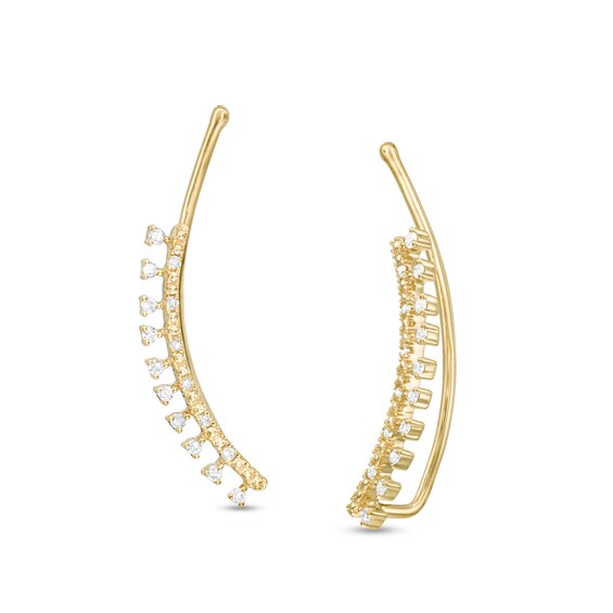 1/8 CT. T.W. Diamond Curved Bar Crawler Earrings in 10K Gold 1/8 CT. T.W. Diamond Curved Bar Crawler Earrings in 10K Gold