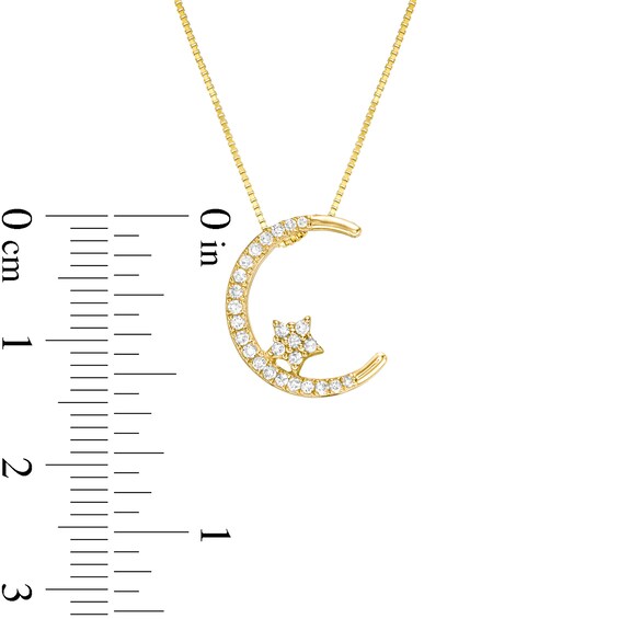1/8 CT. T.w. Diamond Crescent Moon and Star Pendant in 10K Gold