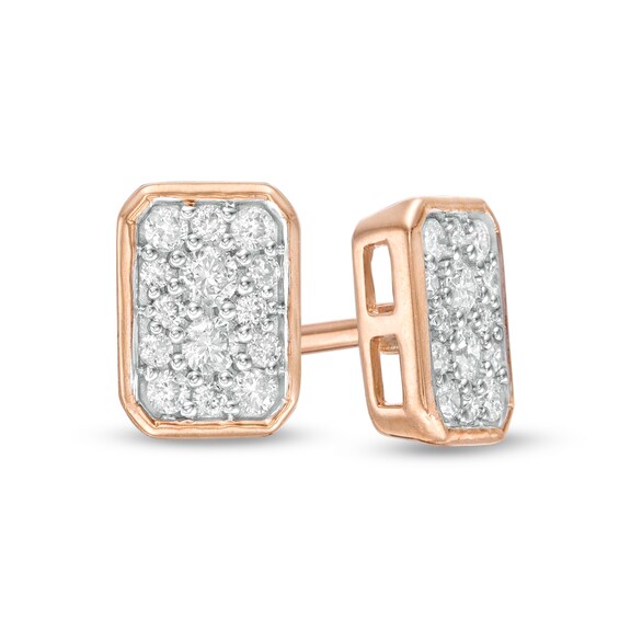 1/5 CT. T.W. Composite Diamond Rectangle Stud Earrings in 10K Rose Gold 1/5 CT. T.W. Composite Diamond Rectangle Stud Earrings in 10K Rose Gold
