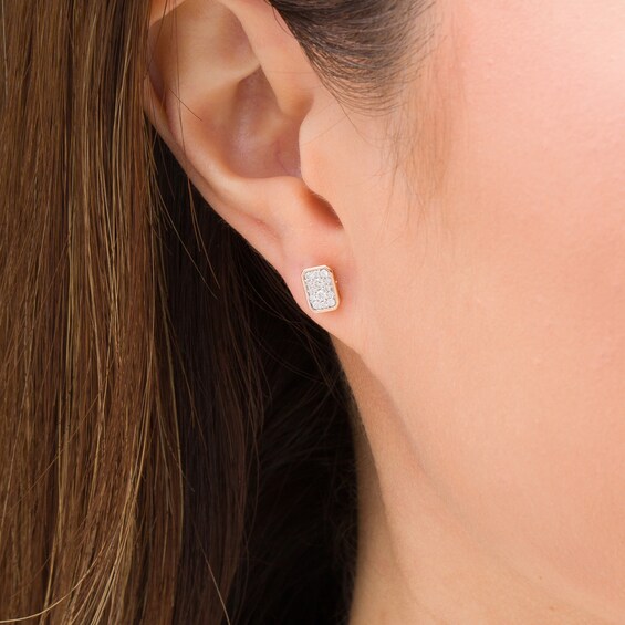 1/5 CT. T.W. Composite Diamond Rectangle Stud Earrings in 10K Rose Gold 1/5 CT. T.W. Composite Diamond Rectangle Stud Earrings in 10K Rose Gold