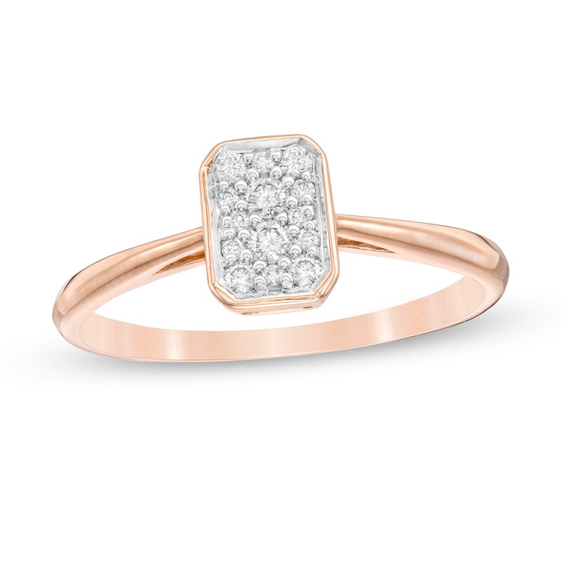 1/8 CT. T.W. Composite Diamond Rectangle Ring in 10K Rose Gold
