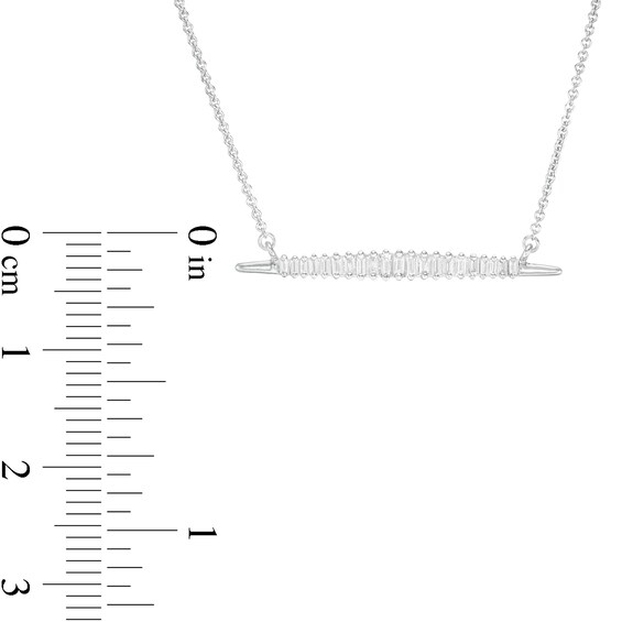 1/4 CT. T.W. Baguette Diamond Horizontal Bar Necklace in 10K White Gold 1/4 CT. T.W. Baguette Diamond Horizontal Bar Necklace in 10K White Gold