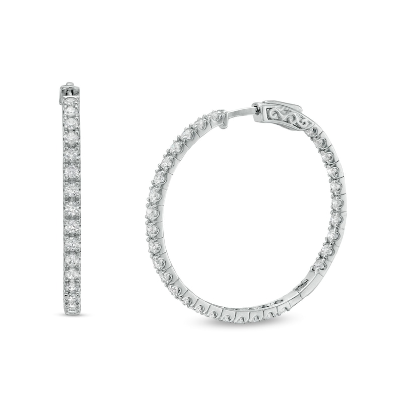 3 CT. T.W. Diamond Inside-Out Hoop Earrings in 10K White Gold