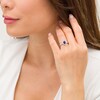 Thumbnail Image 2 of Vera Wang Love Collection Certified Oval Blue Sapphire and 3/8 CT. T.W. Diamond Frame Engagement Ring in 14K White Gold