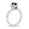 Thumbnail Image 3 of Vera Wang Love Collection Certified Oval Blue Sapphire and 3/8 CT. T.W. Diamond Frame Engagement Ring in 14K White Gold