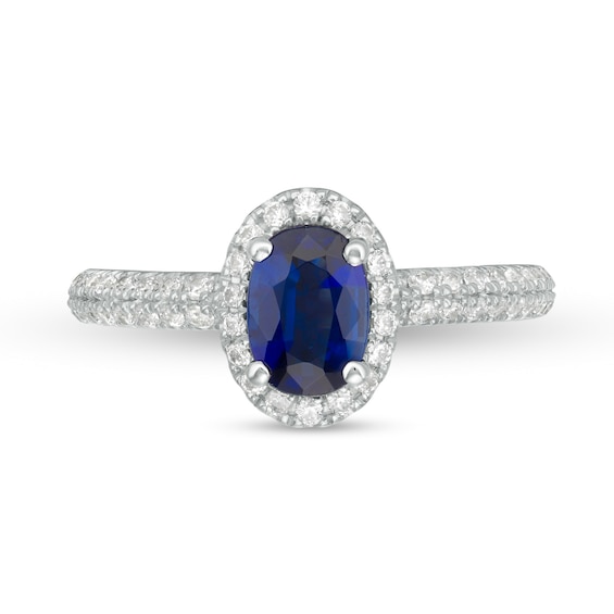 Vera Wang Love Collection Certified Oval Blue Sapphire and 3/8 CT. T.W ...