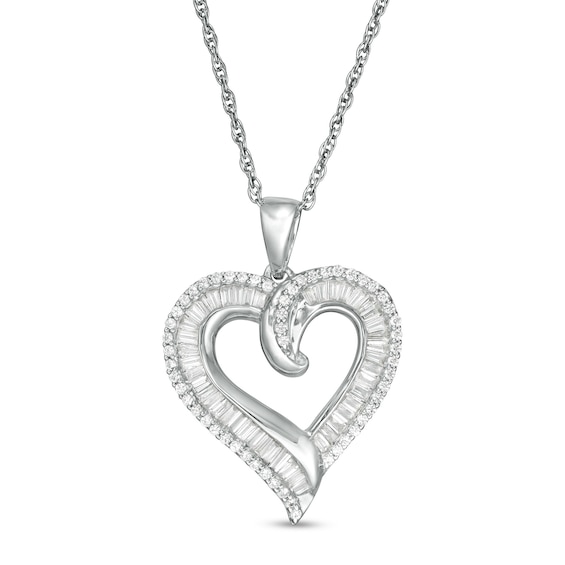 1/3 CT. T.w. Diamond Layered Heart Pendant in 10K White Gold