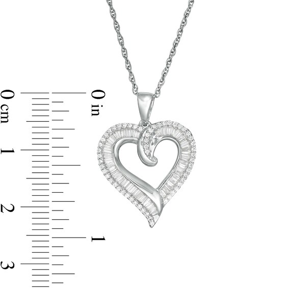 1/3 CT. T.w. Diamond Layered Heart Pendant in 10K White Gold