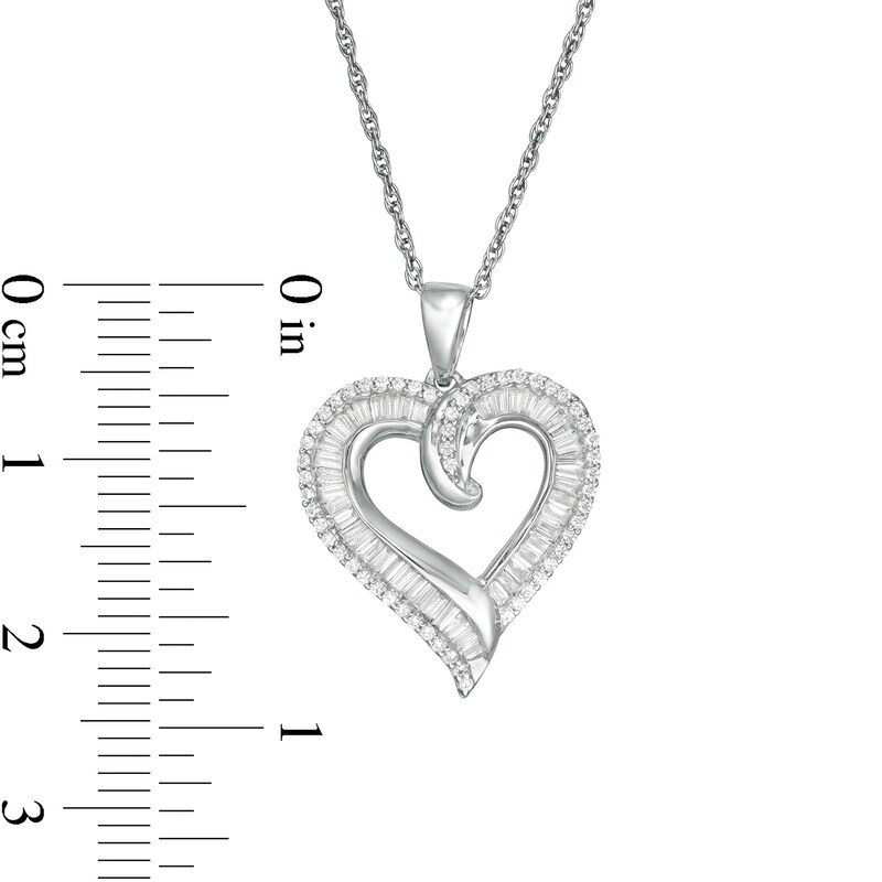 Main Image 3 of 1/3 CT. T.W. Diamond Layered Heart Pendant in 10K White Gold