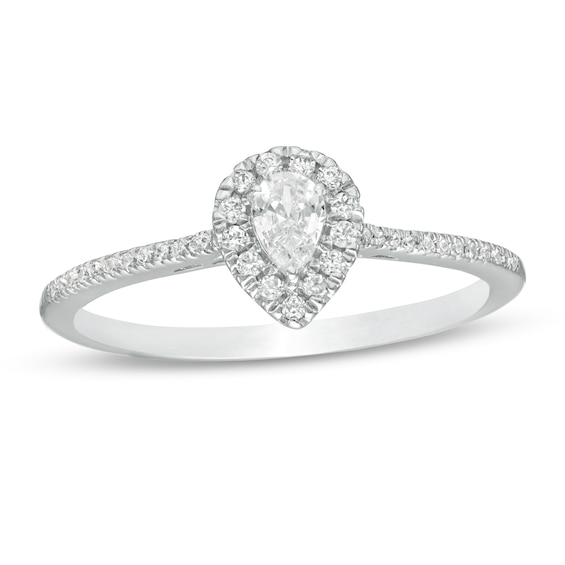 Cherished Promise Collectionâ¢ 1/3 CT. T.w. Pear-Shaped Diamond Frame Promise Ring in 10K White Gold