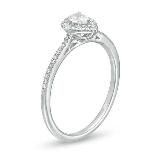 Cherished Promise Collectionâ¢ 1/3 CT. T.w. Pear-Shaped Diamond Frame Promise Ring in 10K White Gold
