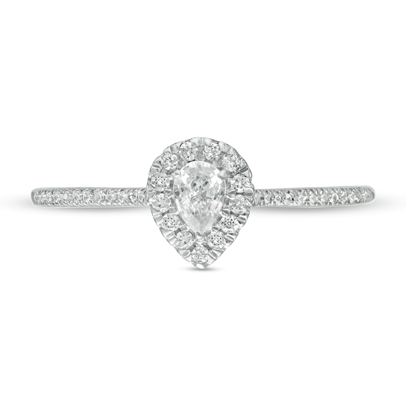 Main Image 4 of Cherished Promise Collection™ 1/3 CT. T.W. Pear-Shaped Diamond Frame Promise Ring in 10K White Gold