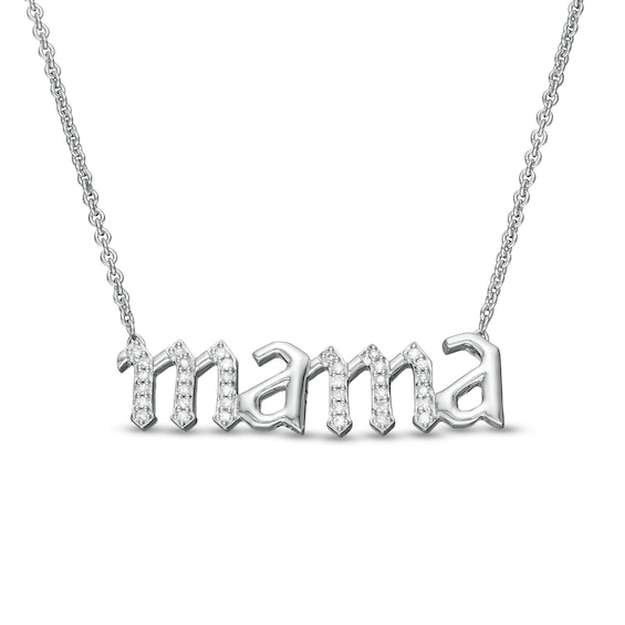 1/15 CT. T.w. Diamond Gothic-Style "mama" Necklace in Sterling Silver