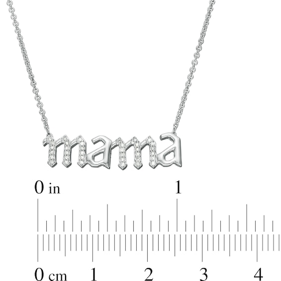 1/15 CT. T.w. Diamond Gothic-Style "mama" Necklace in Sterling Silver
