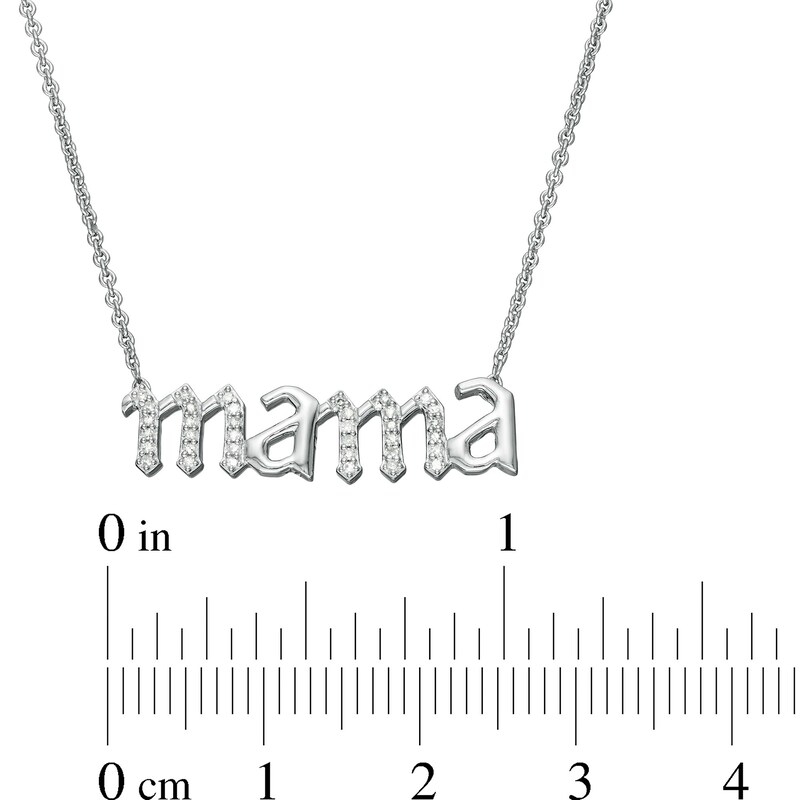 Main Image 3 of 1/15 CT. T.W. Diamond Gothic-Style "mama" Necklace in Sterling Silver