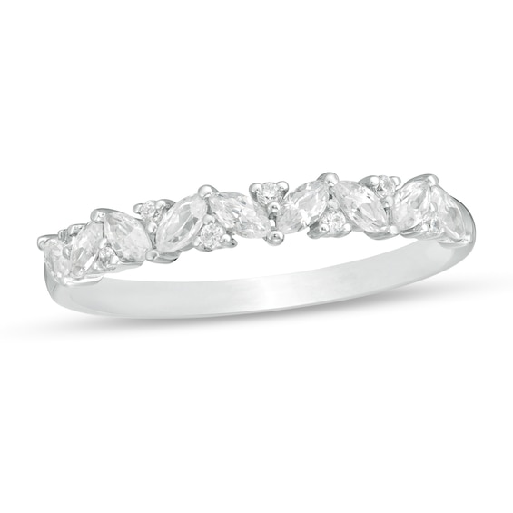 1/2 CT. T.w. Marquise and Round Diamond Anniversary Band in 14K White Gold