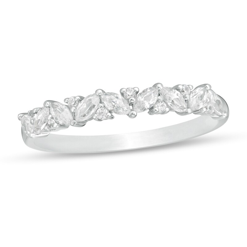 Main Image 1 of 1/2 CT. T.W. Marquise and Round Diamond Anniversary Band in 14K White Gold
