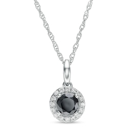 1 CT. T.W. Enhanced Black and White Diamond Frame Pendant in 10K White Gold