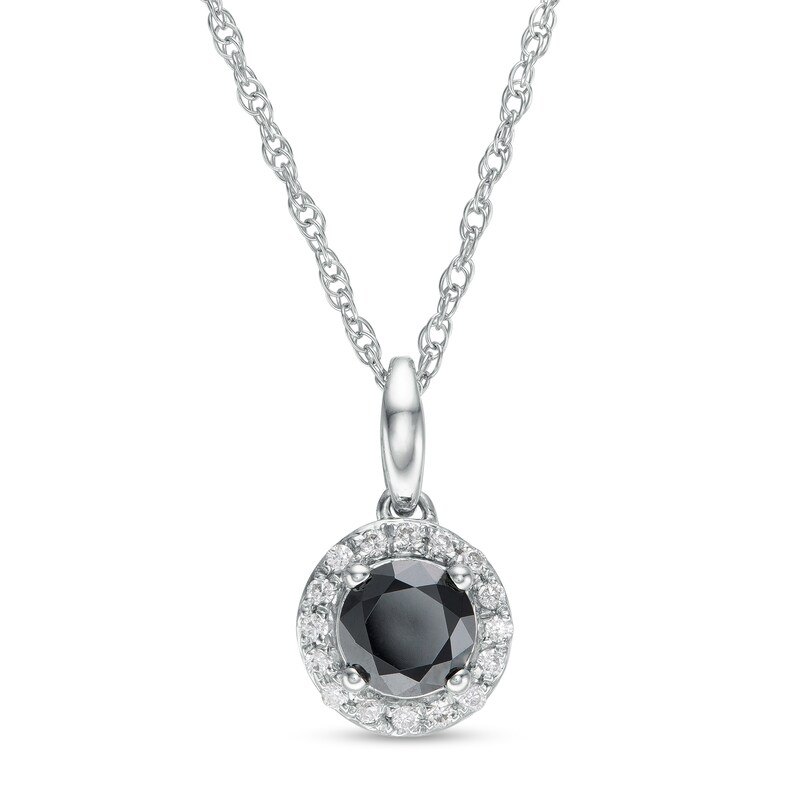 Main Image 1 of 1 CT. T.W. Enhanced Black and White Diamond Frame Pendant in 10K White Gold