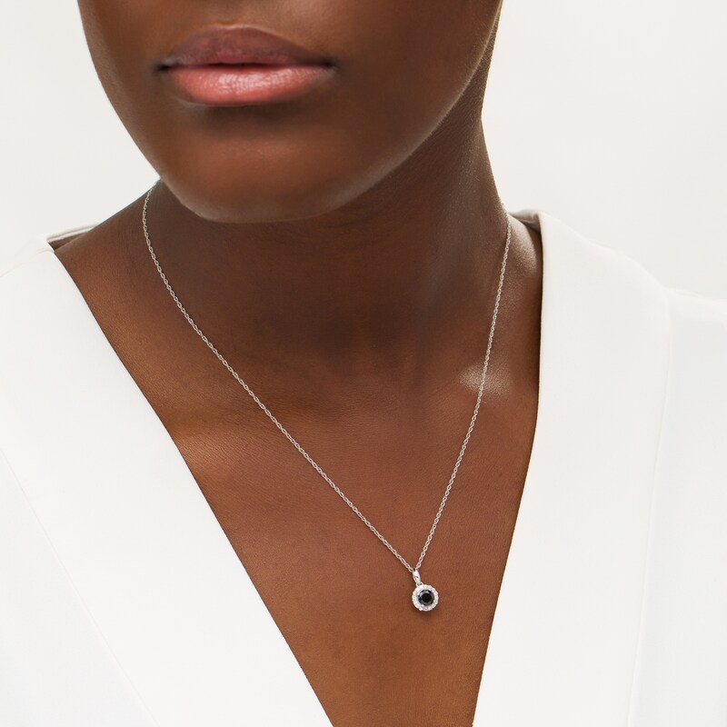 Main Image 2 of 1 CT. T.W. Enhanced Black and White Diamond Frame Pendant in 10K White Gold