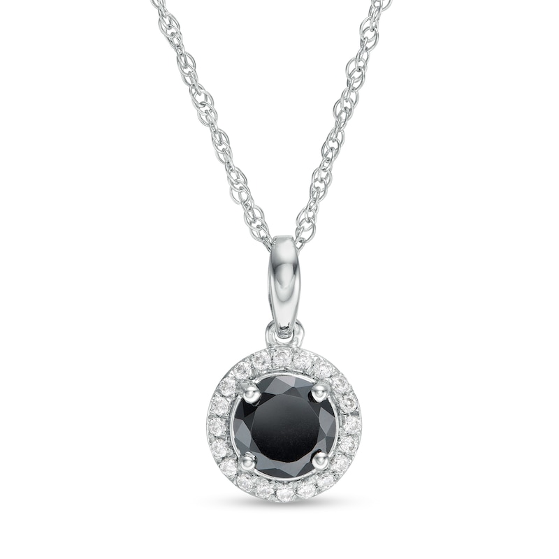 Main Image 1 of 1-1/2 CT. T.W. Enhanced Black and White Diamond Frame Pendant in 10K White Gold