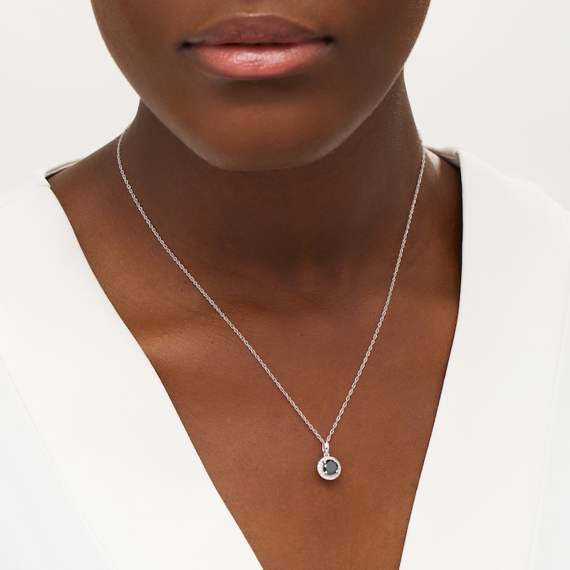 Main Image 2 of 1-1/2 CT. T.W. Enhanced Black and White Diamond Frame Pendant in 10K White Gold