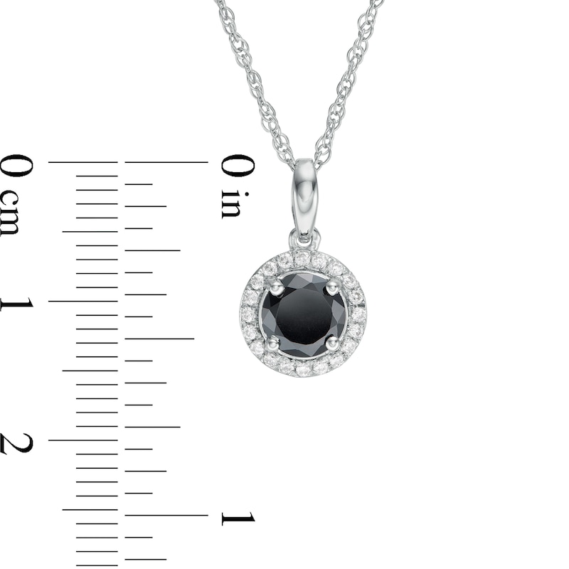 Main Image 3 of 1-1/2 CT. T.W. Enhanced Black and White Diamond Frame Pendant in 10K White Gold